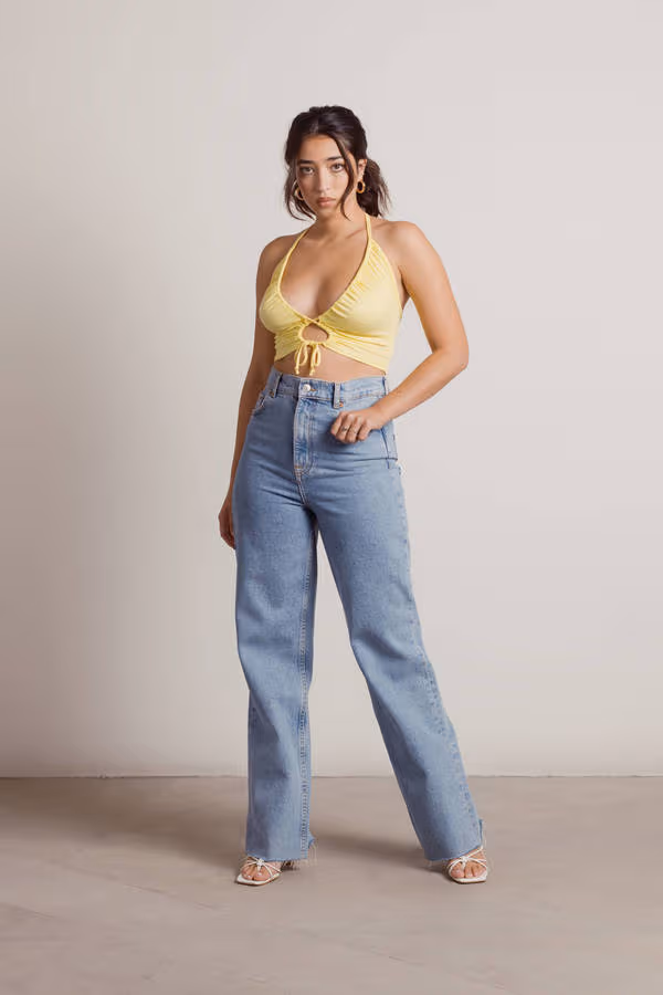 All Tied Up Crop Top - Yellow