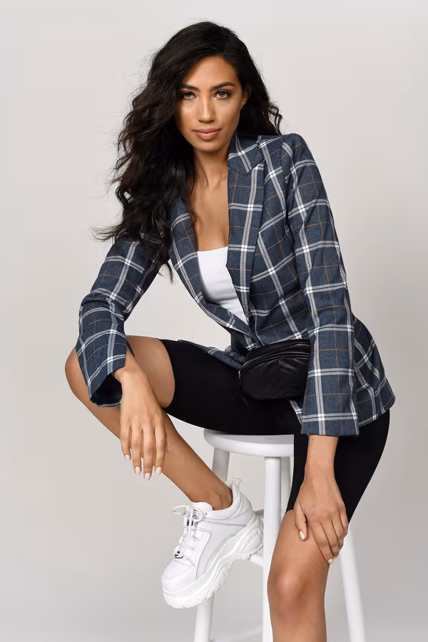 Robbie Plaid Blazer - Blue Multi
