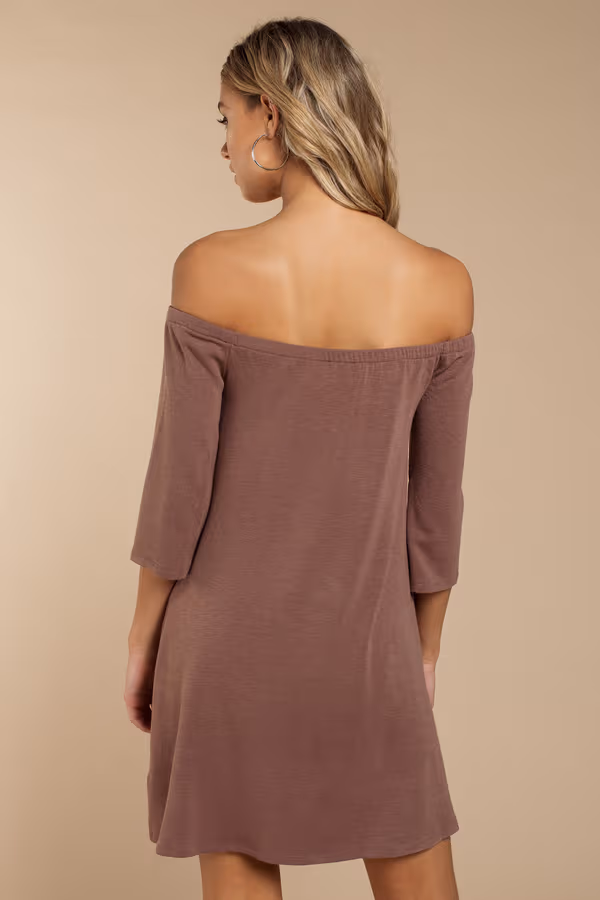 Olly Off The Shoulder Shift Mini Dress - Mauve