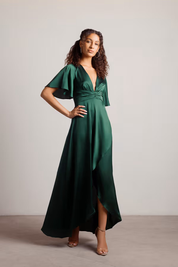 The Joy Of It Satin Surplice Maxi Dress - Rose Gold