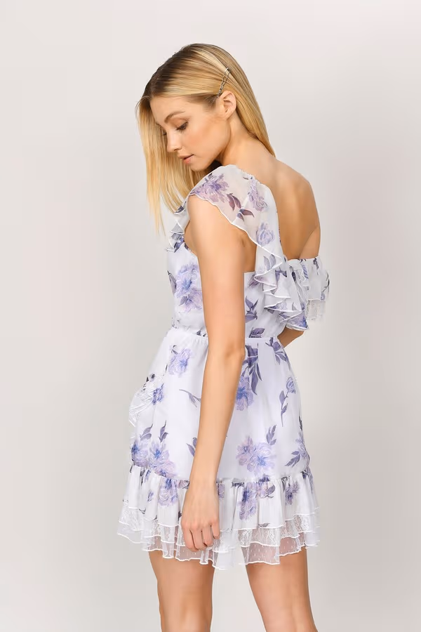 Marion Floral Skater Mini Dress - White Multi