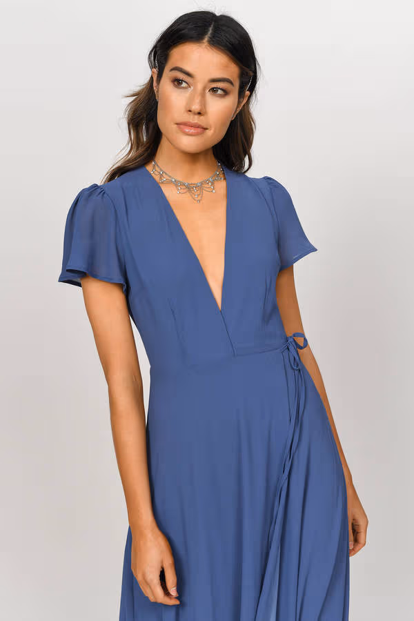 Piper Slate Plunging Maxi Dress