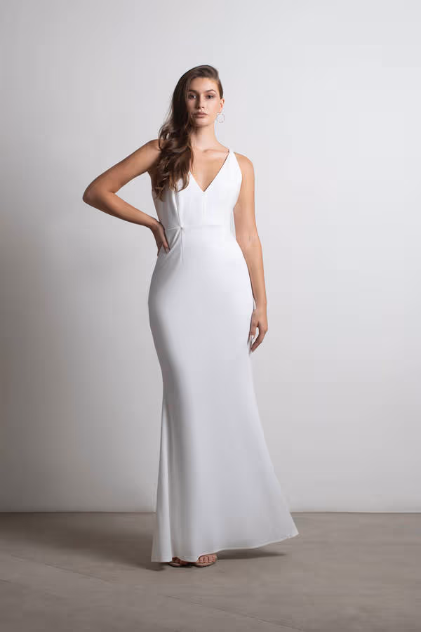 Lock It Down Deep V Mermaid Maxi Dress - Blush