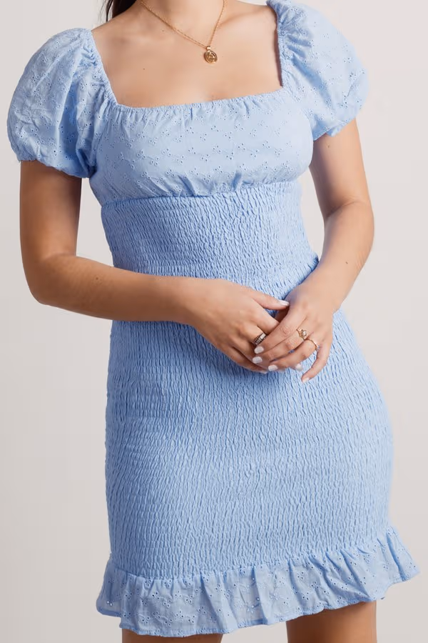 Namuro Smocked Puff Sleeve Mini Dress - Off White