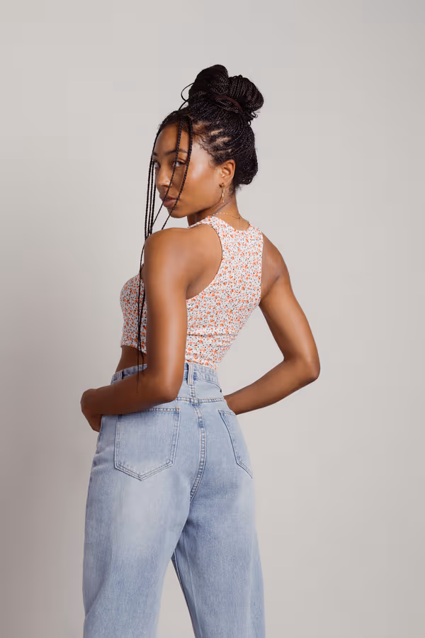 Odiana Crop Top - Ivory Multi