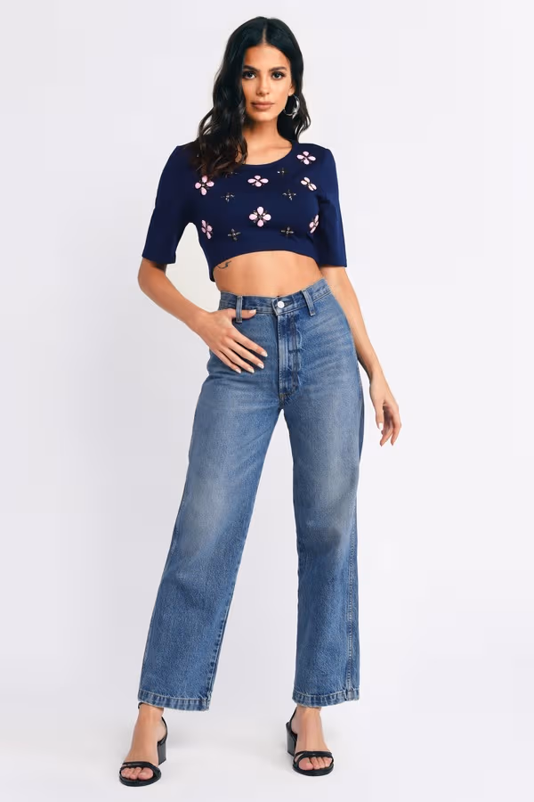 Shining Star Crop Top - Navy