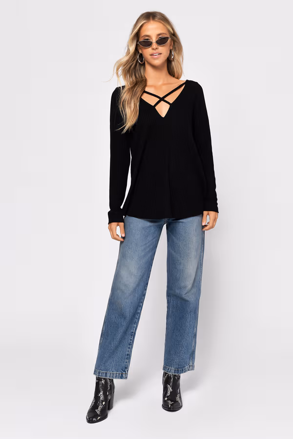 Cross My Heart Criss Cross Top - Black