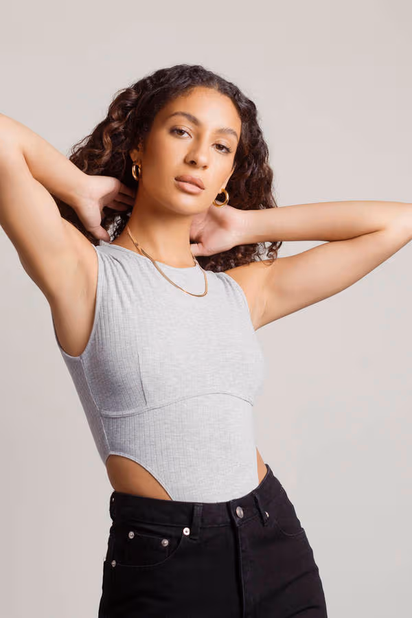 Darcy High Sides Bodysuit - Grey