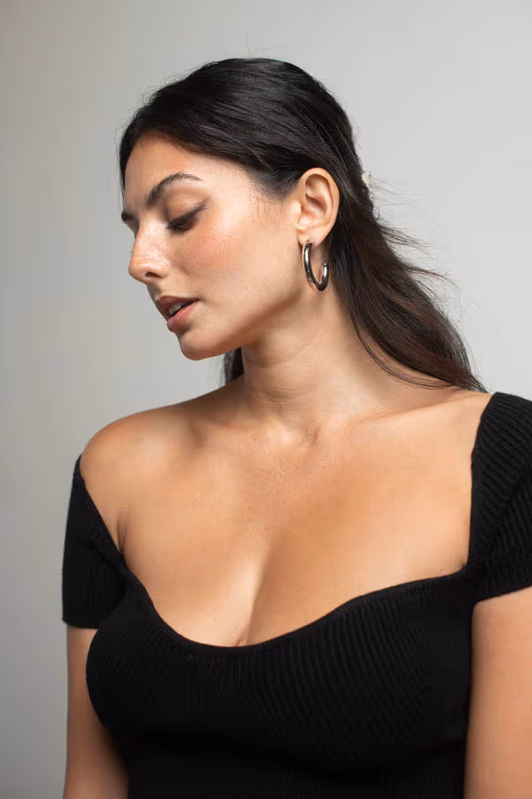 Cross My Mind Hollow Hoop Earrings - White Gold