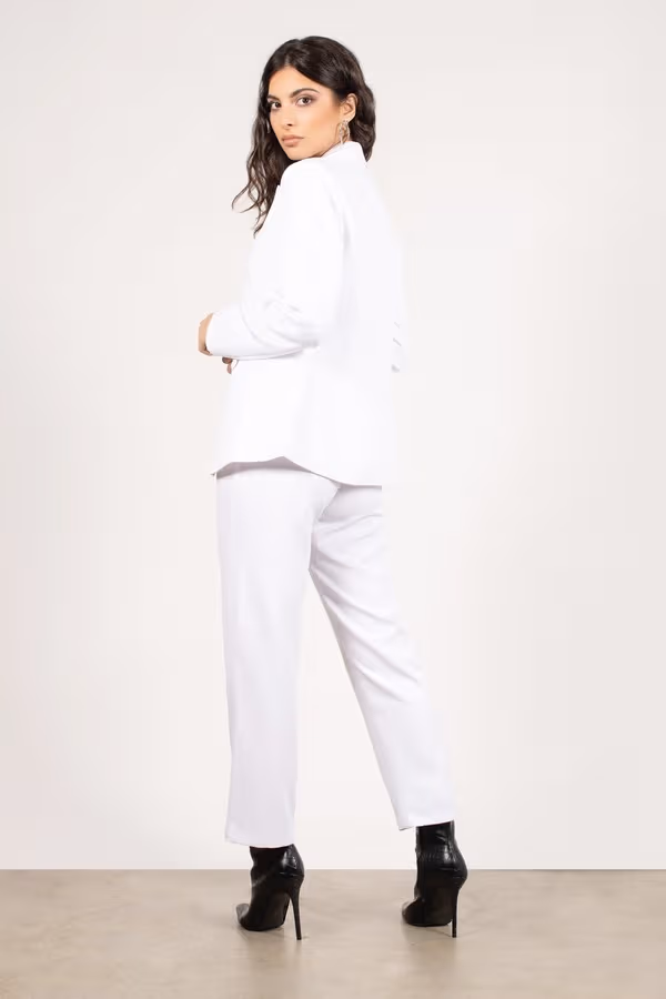 Work With It Faux Pocket Blazer - White