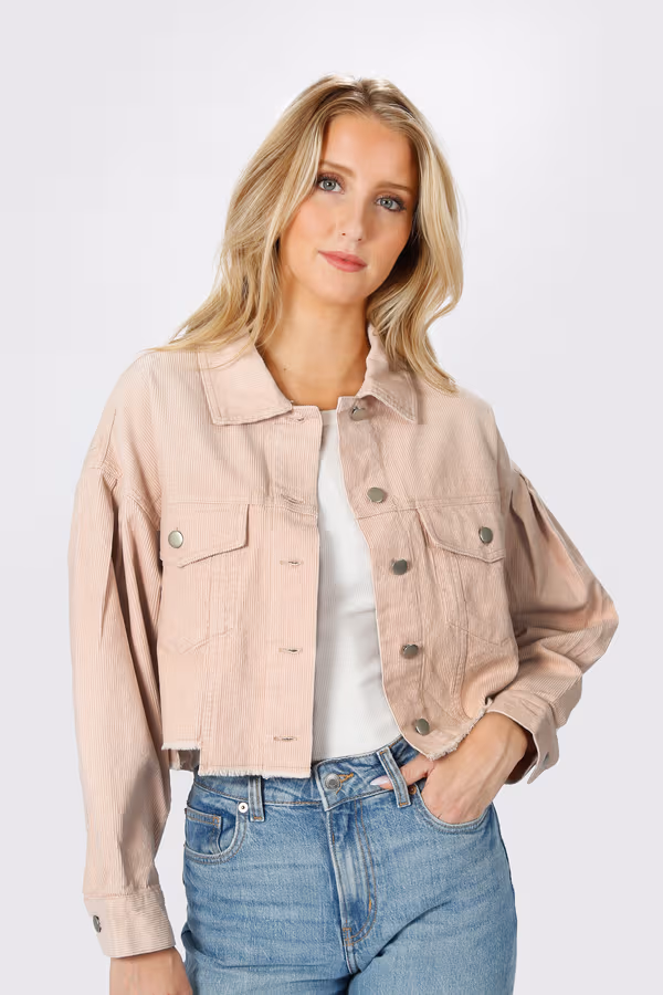 Let Me Down Cropped Jacket - Pink