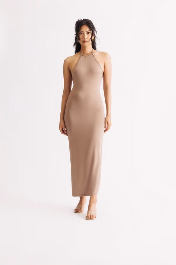 Alani Backless High Slit Midi Dress - Black