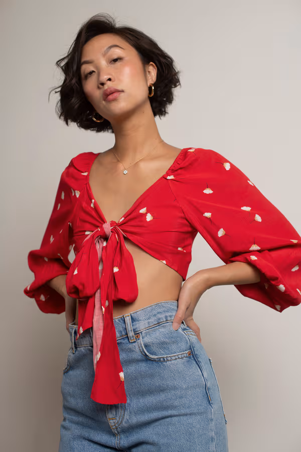 Move On Crop Top - Red Multi