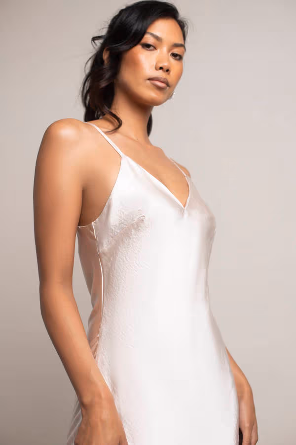 Pia Satin Cami Midi Dress - Off White