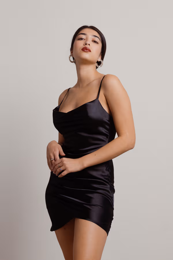 Alaleh Satin Surplice Mini Dress - Light Blue