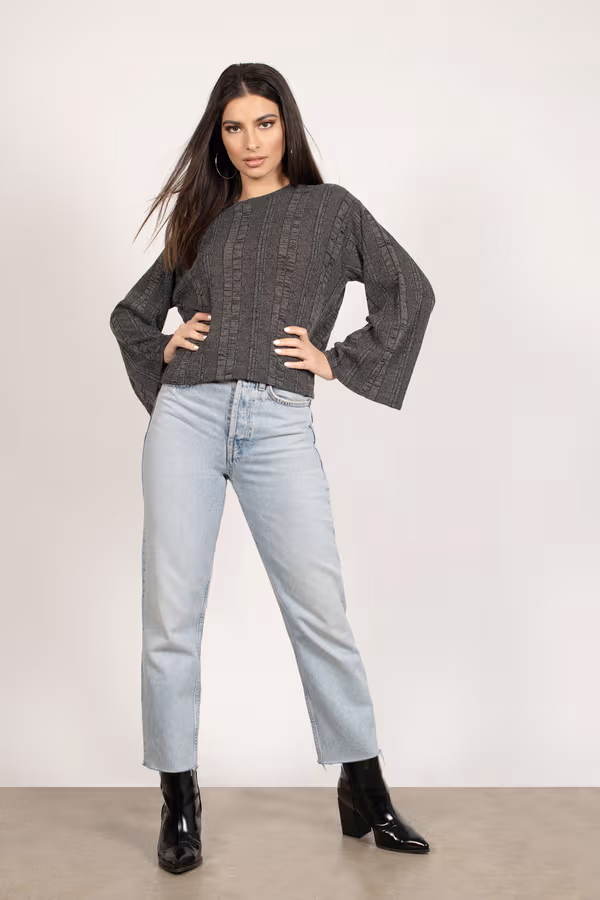 Nothing Feels Better Ribbed Top - Charcoal