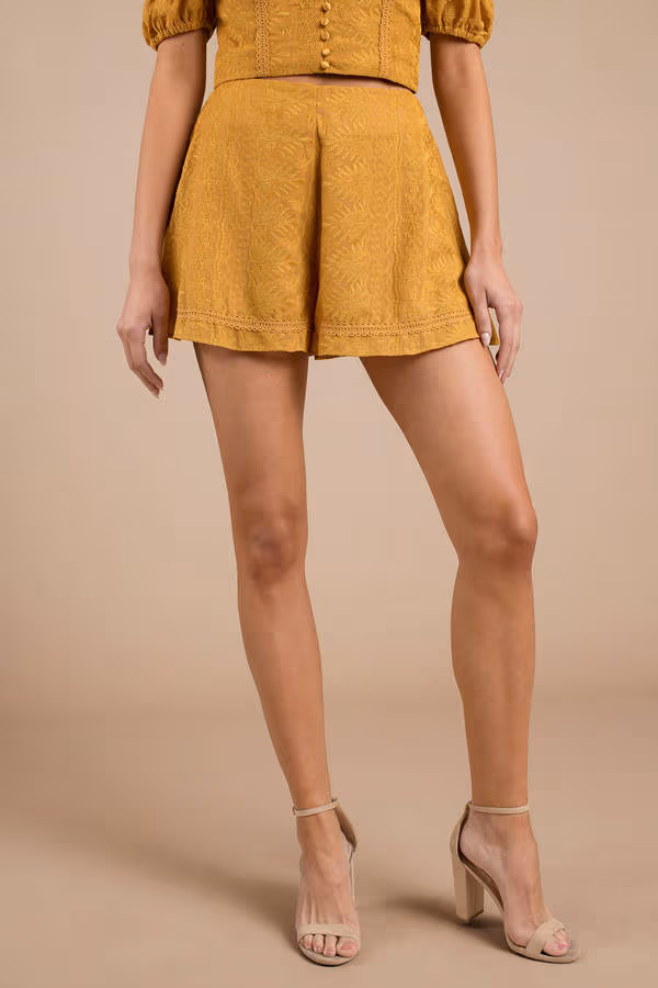 Finders Keepers Maella Lace Shorts - Marigold