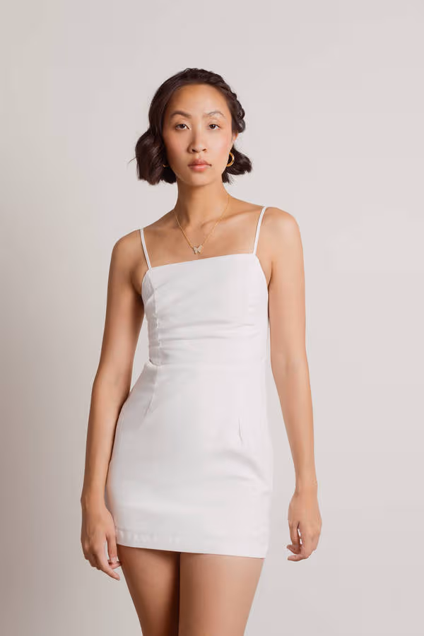 Hermione Open Back A-Line Mini Dress - Off White