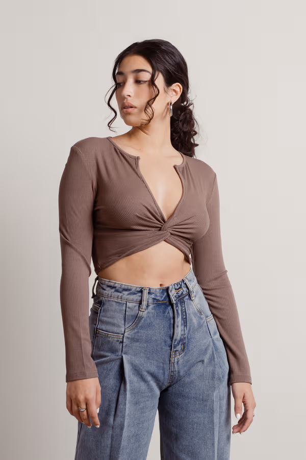 Switch It Up Crop Top - Brown