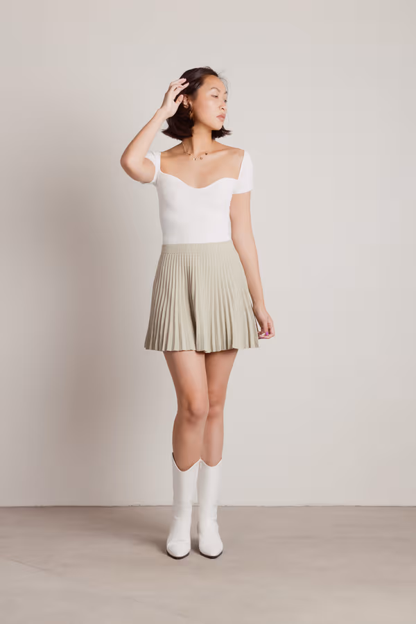 Kobe Pleated Mini Skirt - Sage