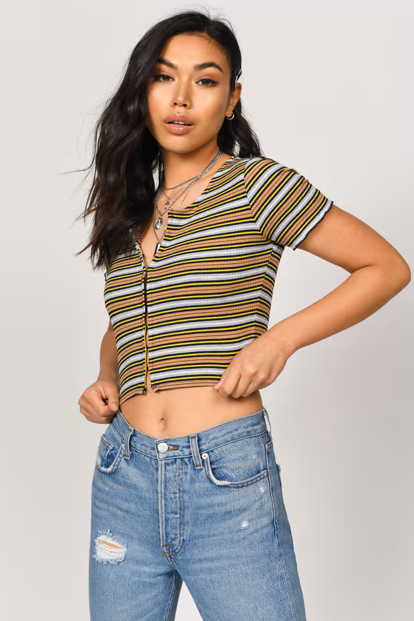 Billie Crop Top - Yellow Multi