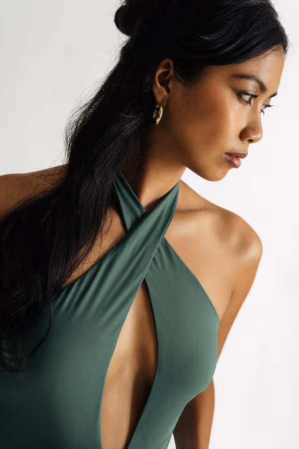 Keep Your Secrets Cross Halter Bodysuit - White