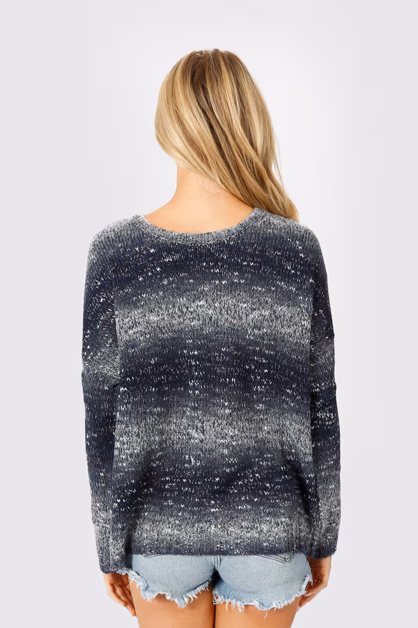 With My Ombre Crew Neck Sweater - Navy Multi