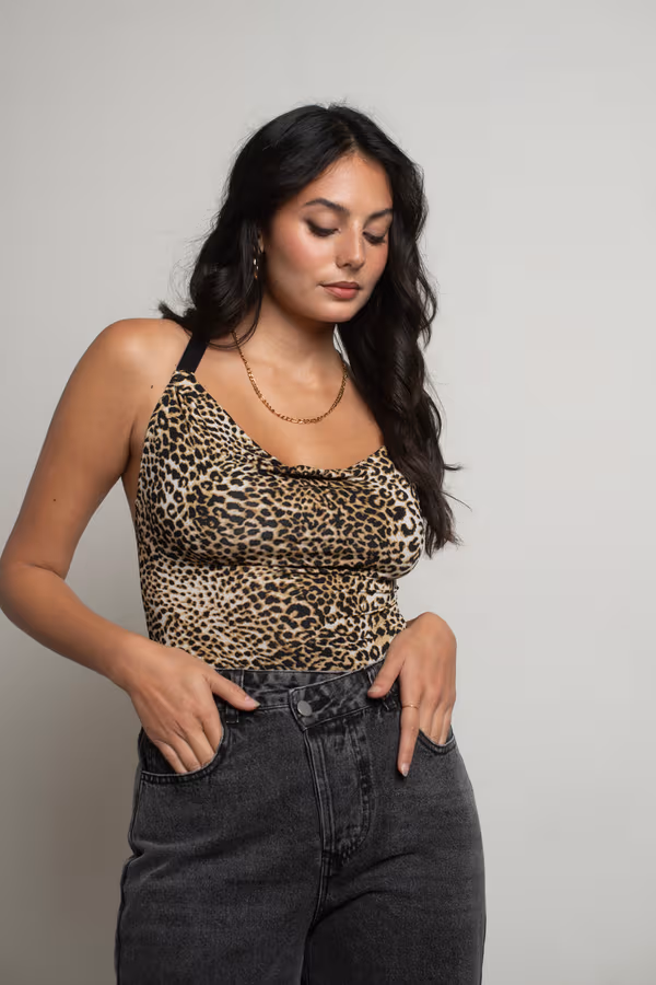 Animal Spirit Cross Back Bodysuit - Leopard