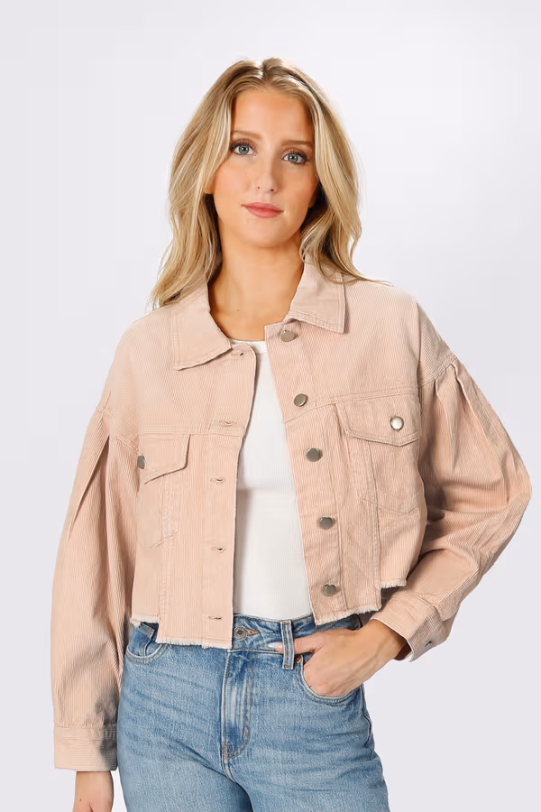 Let Me Down Cropped Jacket - Pink