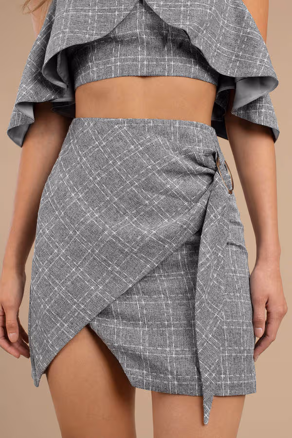 Stylestalker Edwina Wrap Mini Skirt - Grey