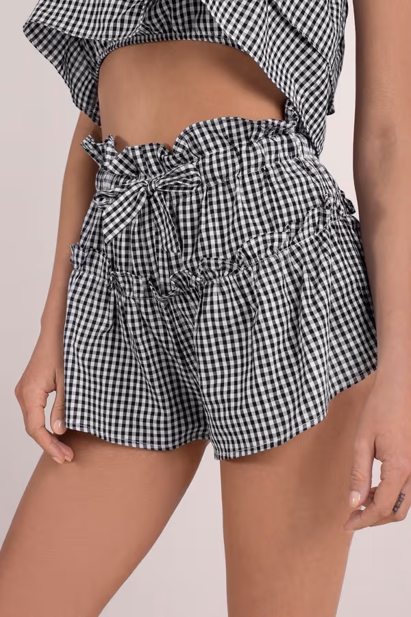 No Pressure Gingham Shorts - Black