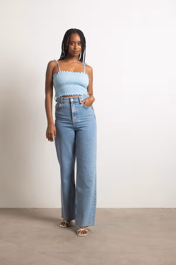 Care About Me Crop Top - Light Blue
