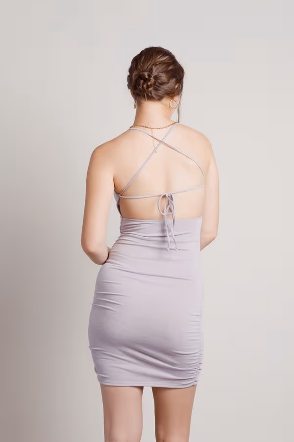 Cailie Cross Back Bodycon Mini Dress - Lilac