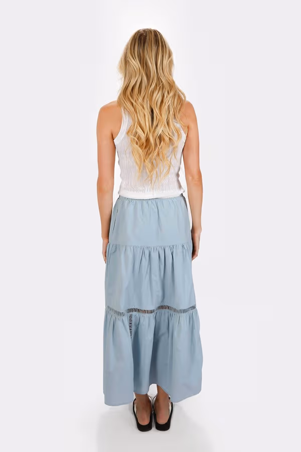 Solenn Tiered Maxi Skirt - Light Blue