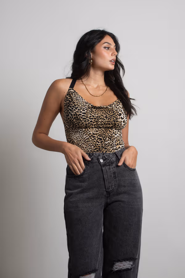 Animal Spirit Cross Back Bodysuit - Leopard