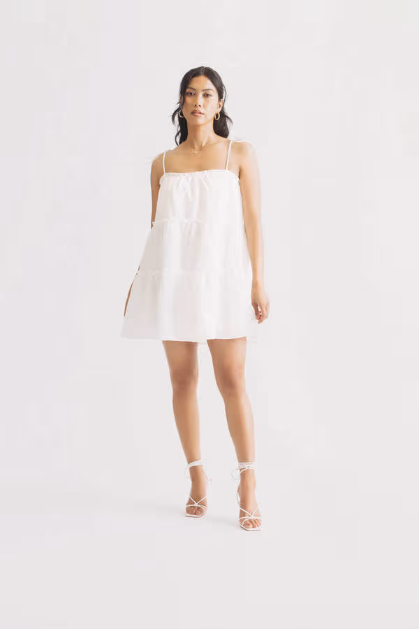 Spring Fling Off White Tiered Babydoll Mini Dress