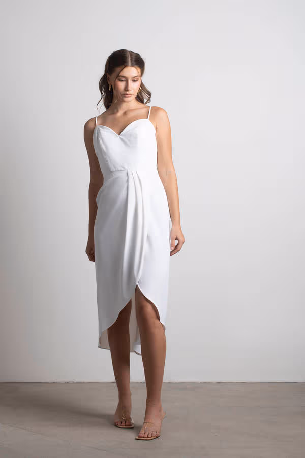 Cherish This Moment Sweetheart Wrap Midi Dress - Ivory