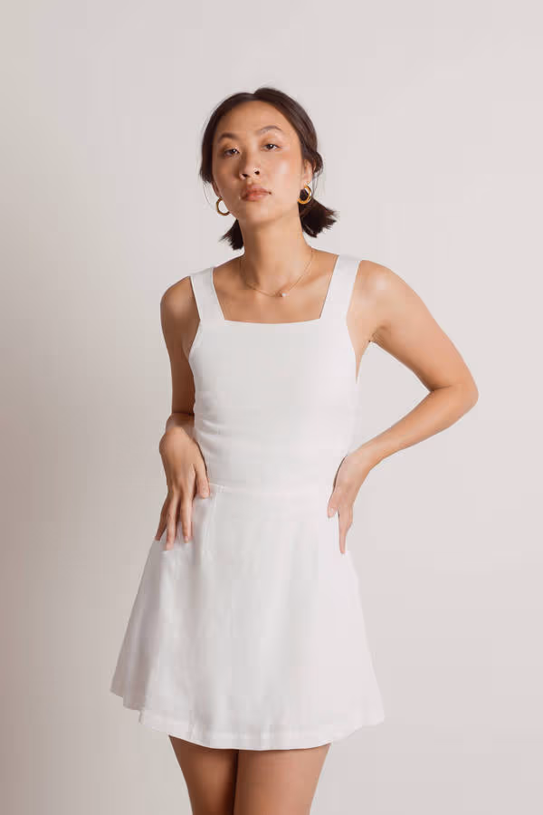 Nora Square Neck Backless Mini Dress - Ivory