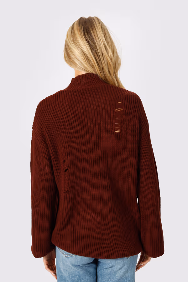 Deep End Distressed Sweater - Black