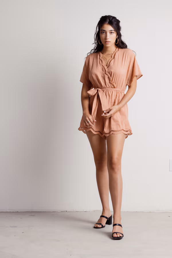 Carmen Wrap Romper - Terracotta
