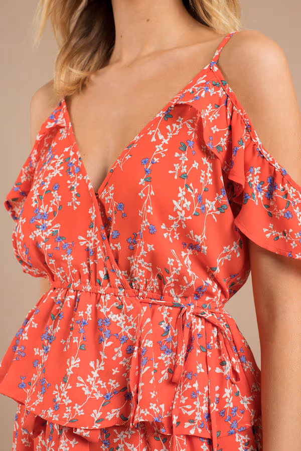 Moon River Diana Floral Blouse - Red