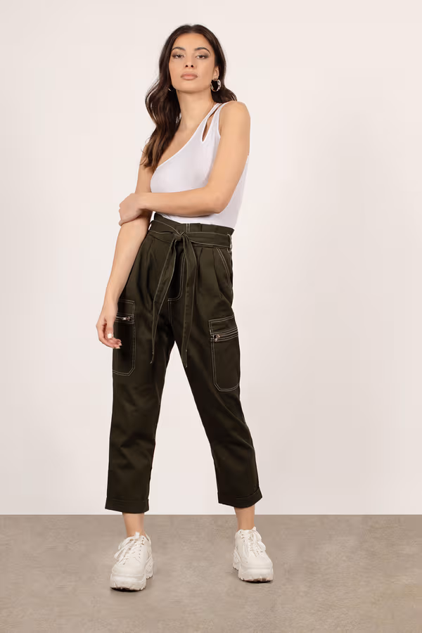 Take Forever Paperbag Pants - Olive