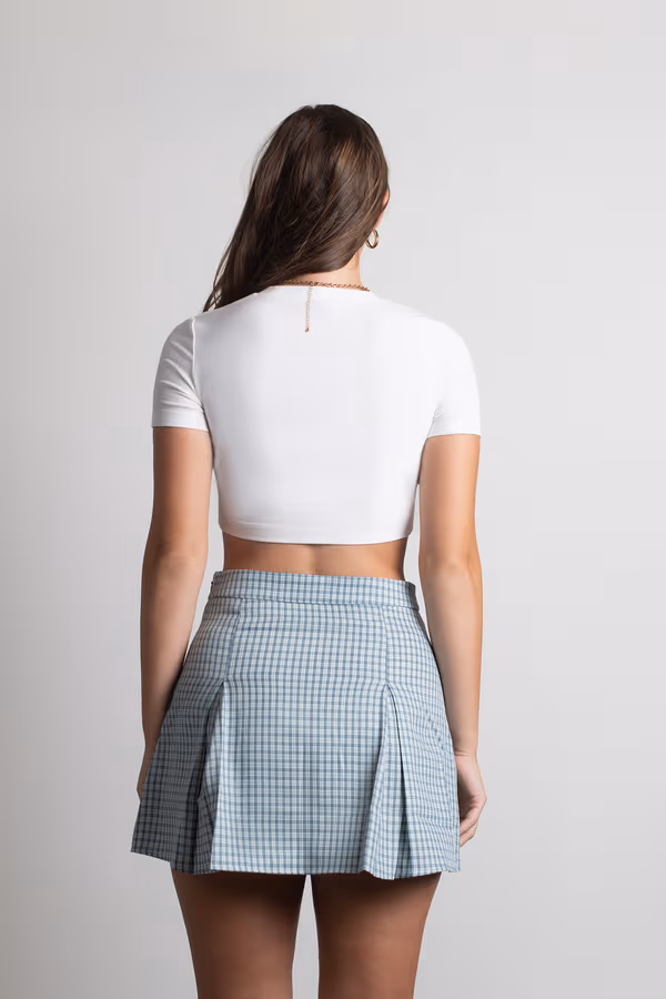 Pate Choux Plaid Mini Skirt - Blue