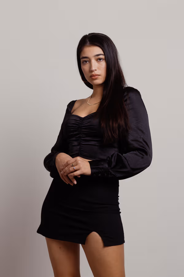 Let It Slip Crop Top - Black