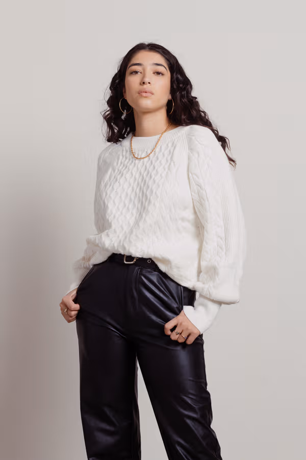 Cozy Up With Me Cable Knit Sweater - Ivory