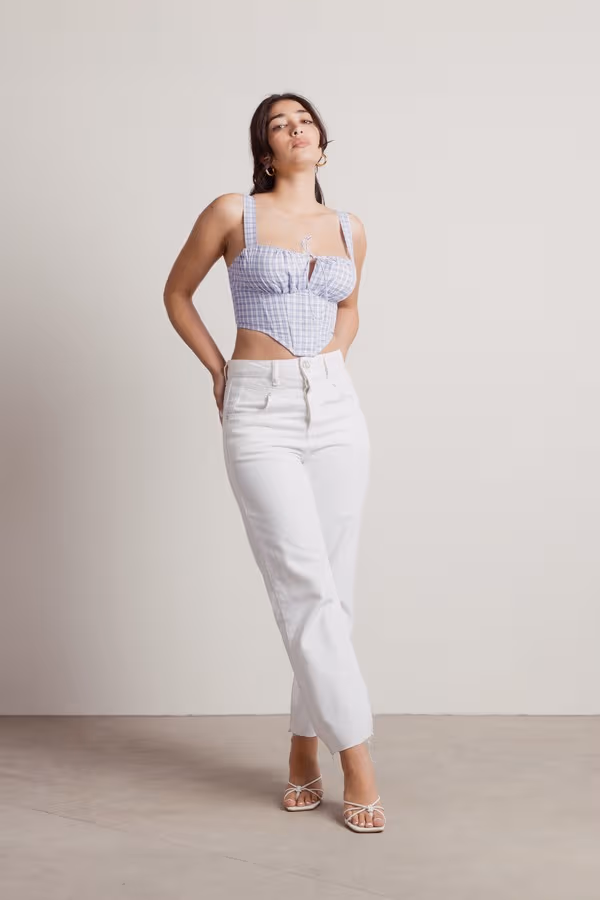 Focus On Me Corset Top - Checkered Black & White