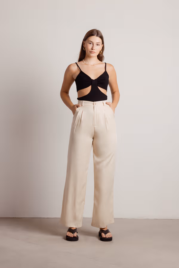 In A Mood Cutout Top - Beige