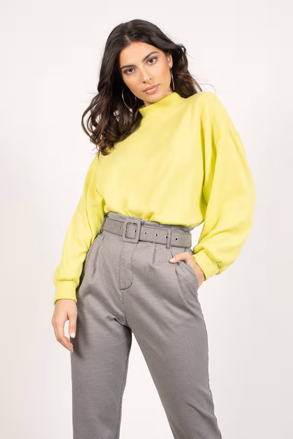 Afterglow Mock Neck Sweater - Neon Green