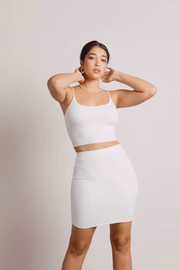 Take Pride Cami Crop Top and Mini Skirt Set - Off White