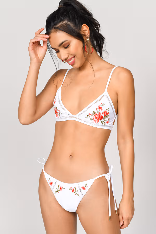 Serenity Embroidered Bikini Bottom - Silver Mint
